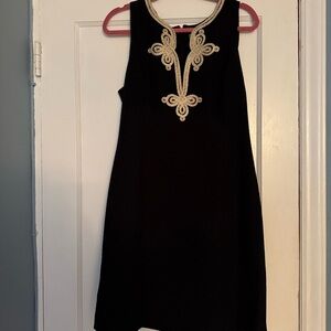 Elegant Black Dress with Gold Embroidery